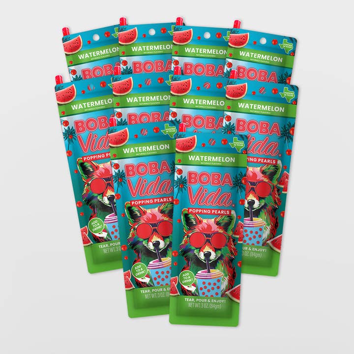 Bobavida Popping Pearls - Wholesale Beverage Mix - Watermelon Popping Boba (10 pouches)