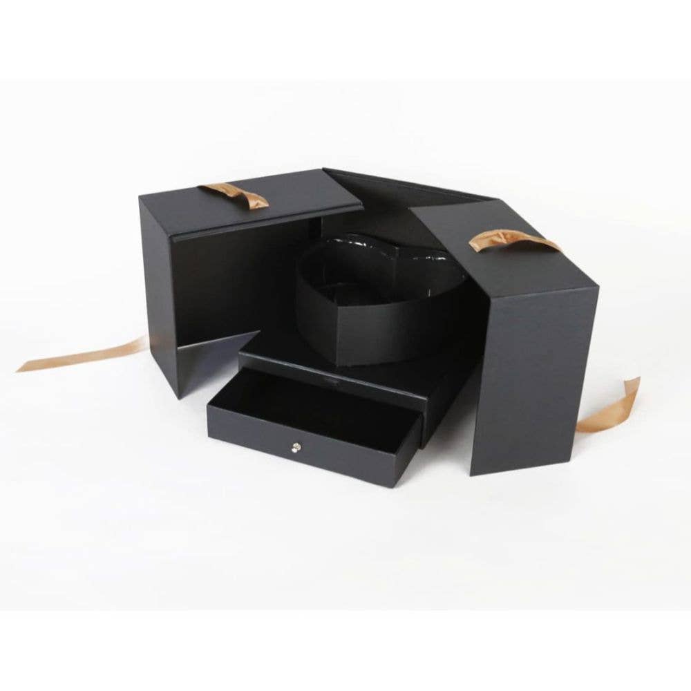 UNIKPACKAGING – Großhandel Geschenkboxen – Große quadratische Überraschungs-Blumenschachtel – mit Plastikeinsatz0