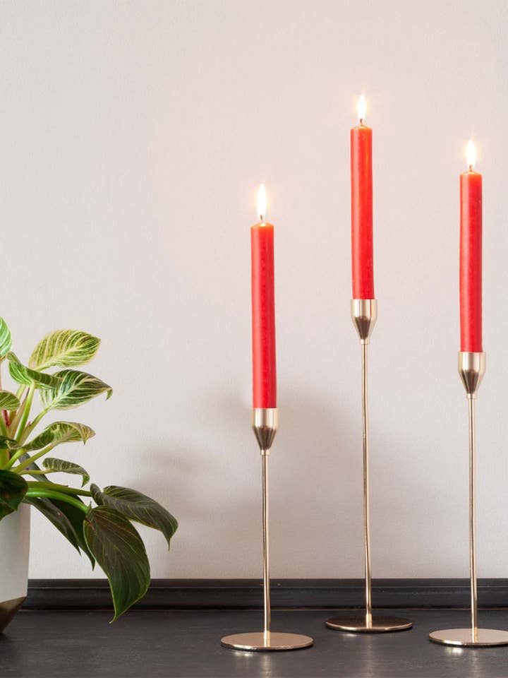 Elegant Red 10" Solid Dinner Candles, Long-Lasting, (6pk) for wholesale by Shearer Candles