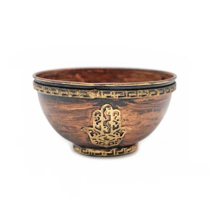 Copper Smudge Bowl (4 in.) - Hamsa Hand for wholesale by Designs by Deekay Inc.
