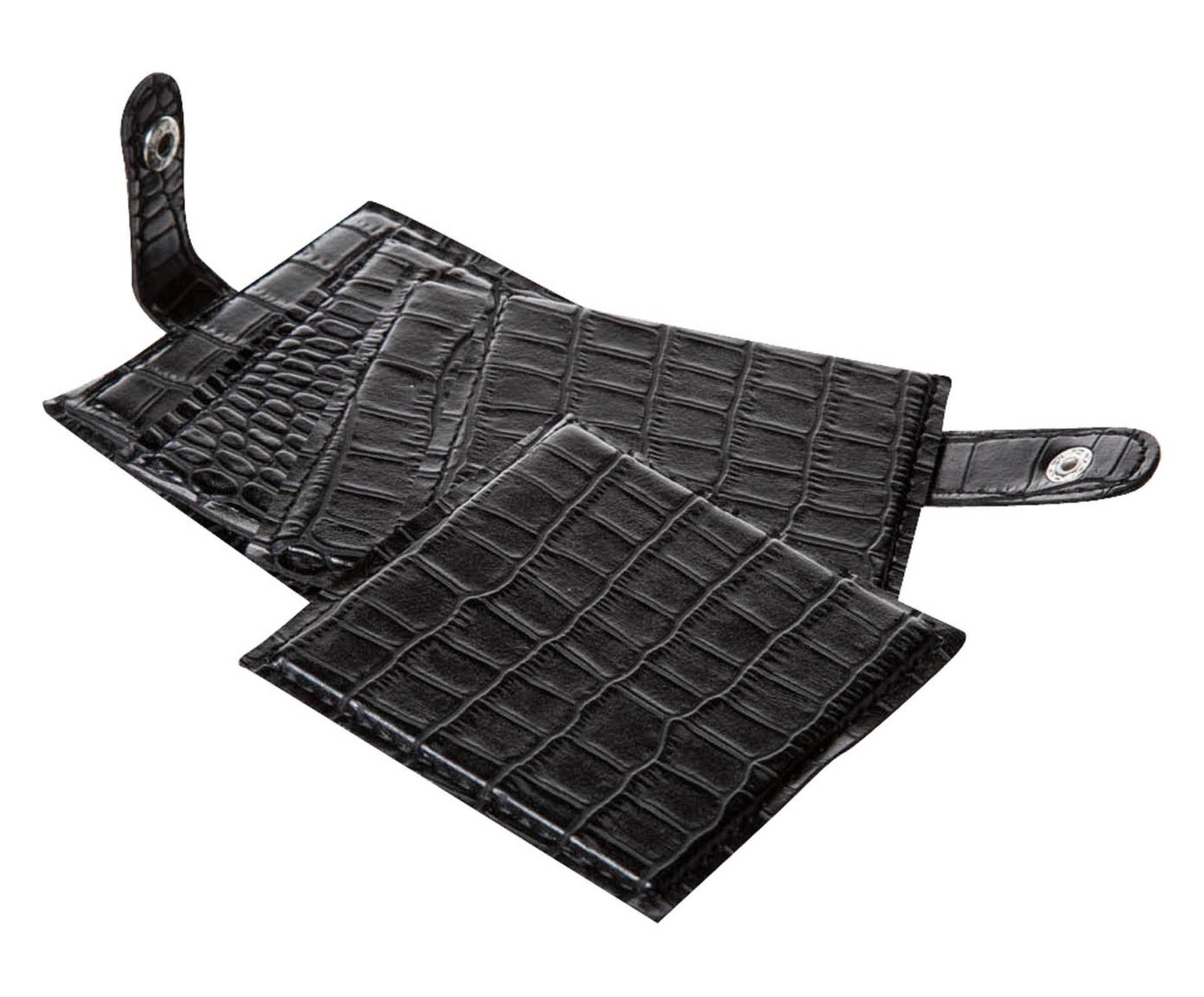 Signature Home Collection GmbH – wholesale Coasters – Set of 6 crocodile black faux leather glass coasters2