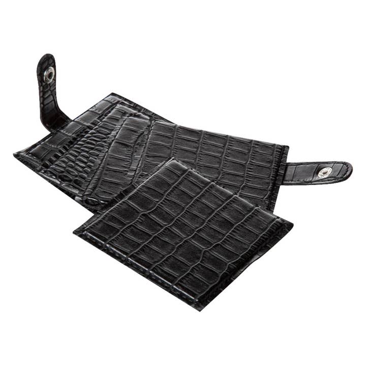 Signature Home Collection GmbH – wholesale Coasters – Set of 6 crocodile black faux leather glass coasters2