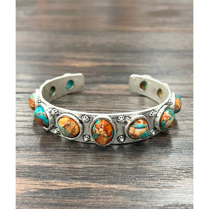 ISAC Trading Inc - Wholesale Cuff Bracelet - 711385, Navajo Gemstone Cuff Bracelet