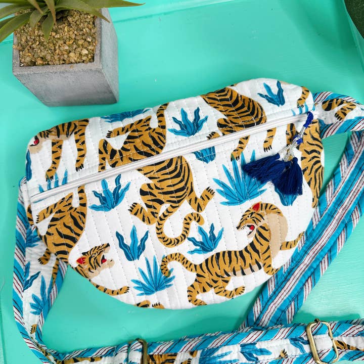 Folklore Couture - Wholesale Belt Bag - Women's - Quilted Belt Bag | Crossbody Fanny Pack Bags | White Tigers