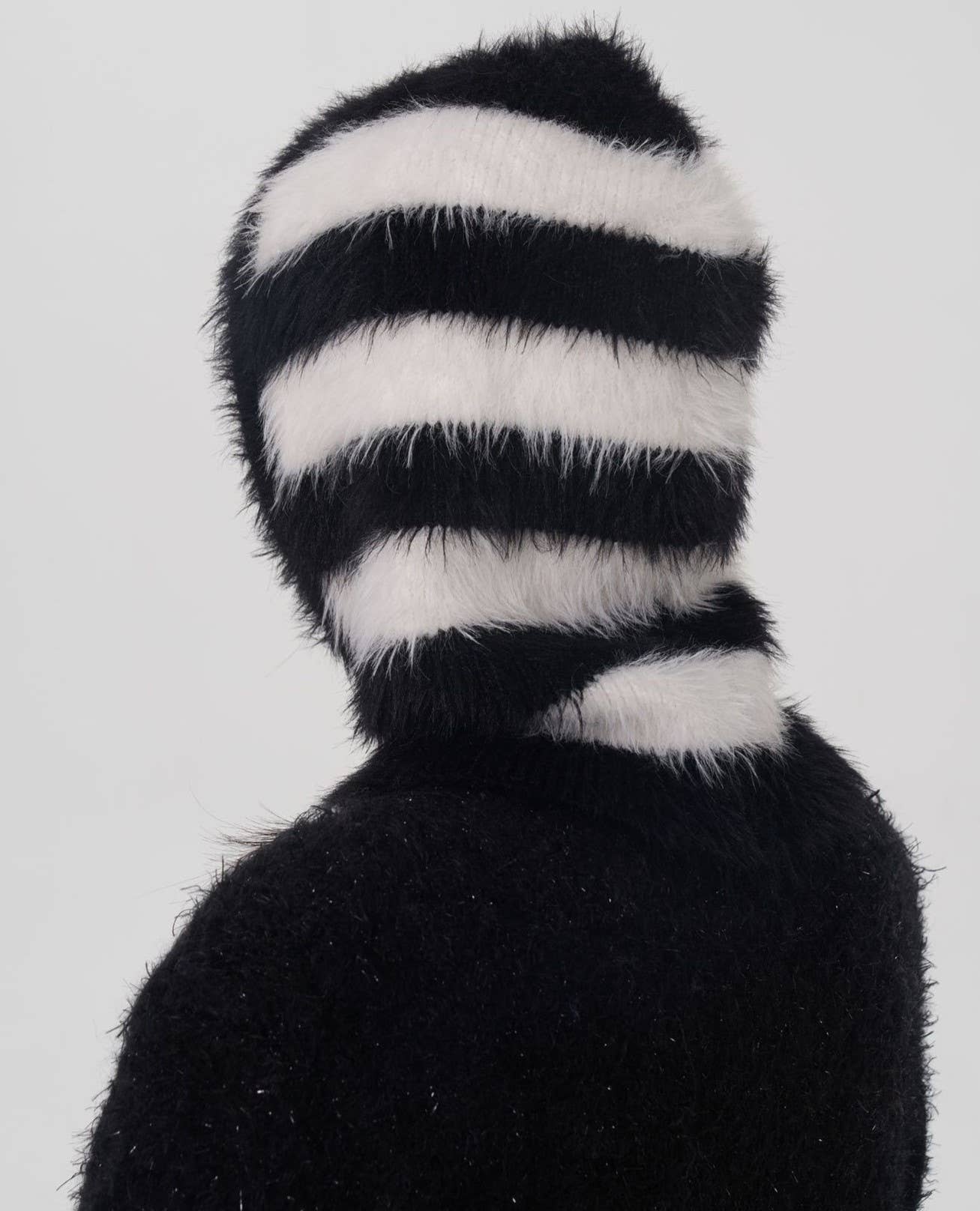HIDDENBRAND - Wholesale Balaclava - Women's - Two-Tone Striped Imitation Mink Balaclava Hat8