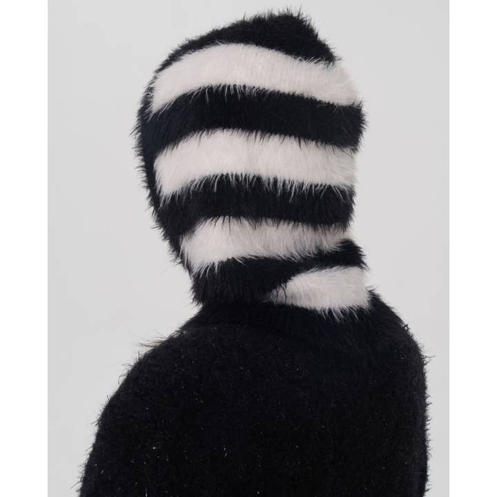 HIDDENBRAND - Wholesale Balaclava - Women's - Two-Tone Striped Imitation Mink Balaclava Hat8