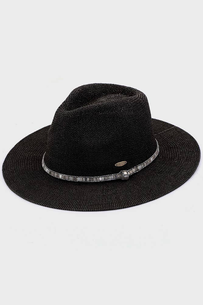 Hana - Wholesale Straw Hat - Women's - C.C Multi Thread Rhinestone Trim Band Panama Hat0