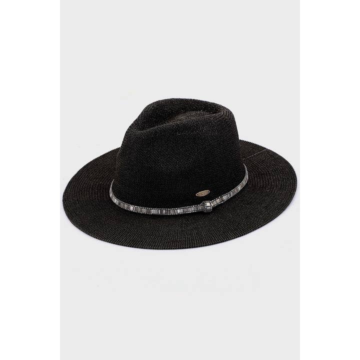 Hana - Venta al por mayor Sombrero de paja - Mujer - Sombrero de Panamá C.C con ribete de diamantes de imitación multihilo