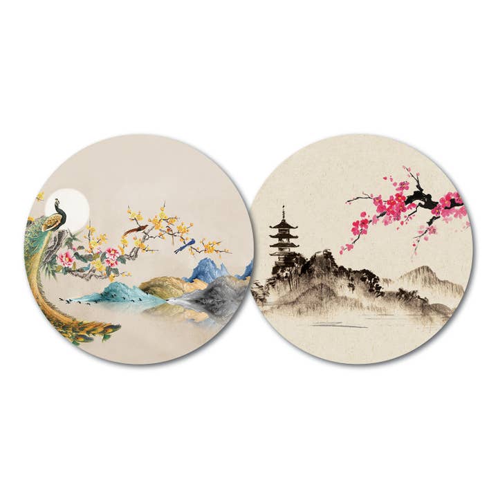 YAY NOVELTY – wholesale Coasters – Set of 10 Double-sided Paper Coasters-Oriental Scenery