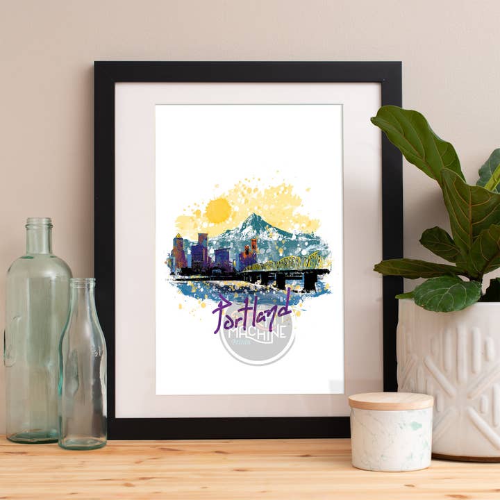 Portland Print, Portland Skyline, Portland Art, Portland Poster, Portland Watercolor, Portland Art Print, Portland Map, Portland Wall Art WCSymbol119 for wholesale by DreamMachine Prints