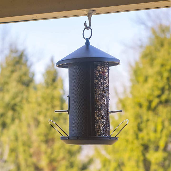 EAST AVENUE - Wholesale Bird feeder - 12 inch Matte Black Mesh Metal Dual Nut and Seed Bird Feeder1