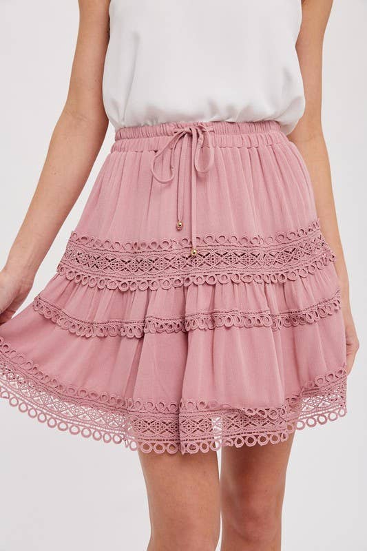 Vanilla Monkey - Wholesale Skirt - Women's - LACE TRIM MINI SKIRT2