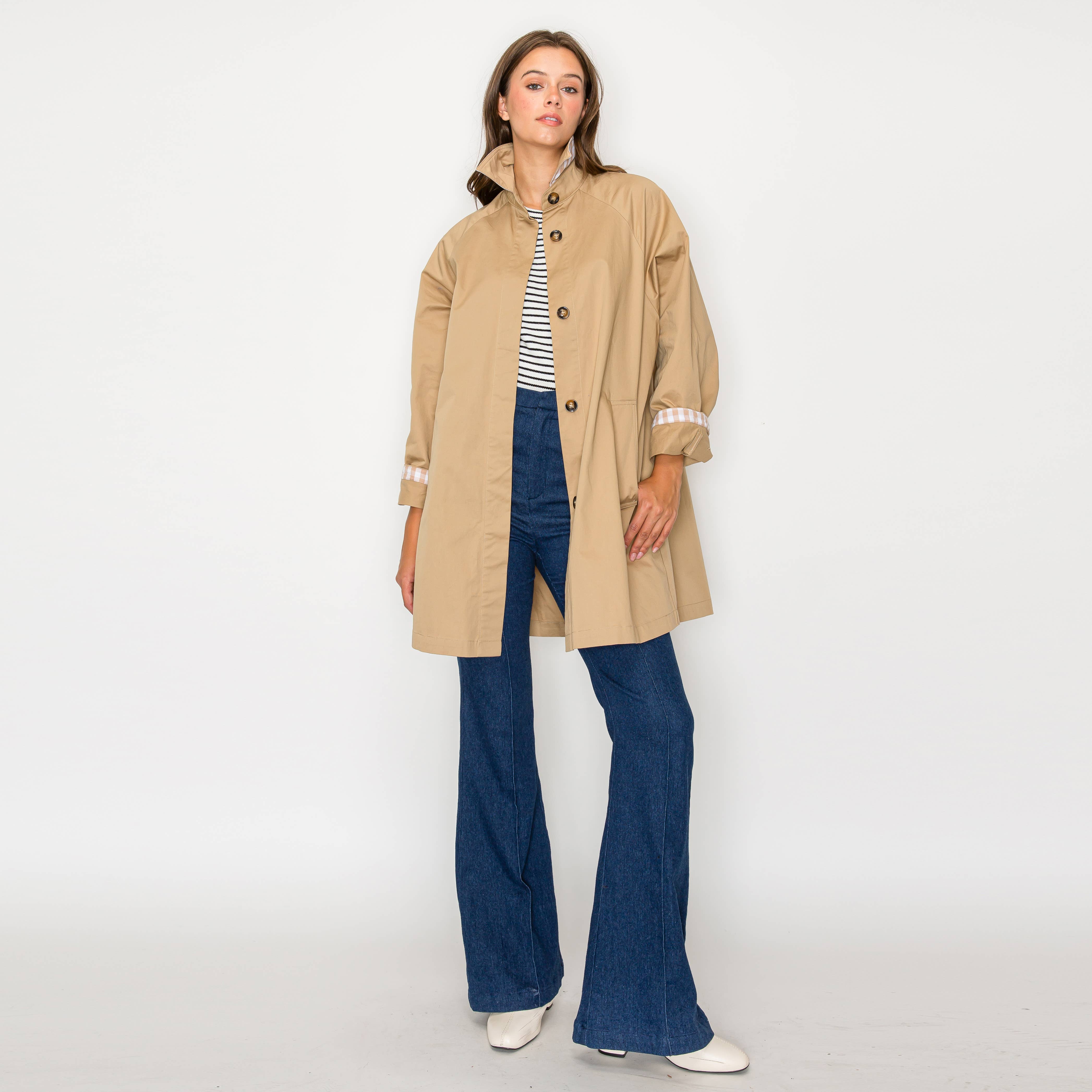 LoveWednesday – Blusão - Mulher por atacado – Trench coat francês oversized - LWJ11126