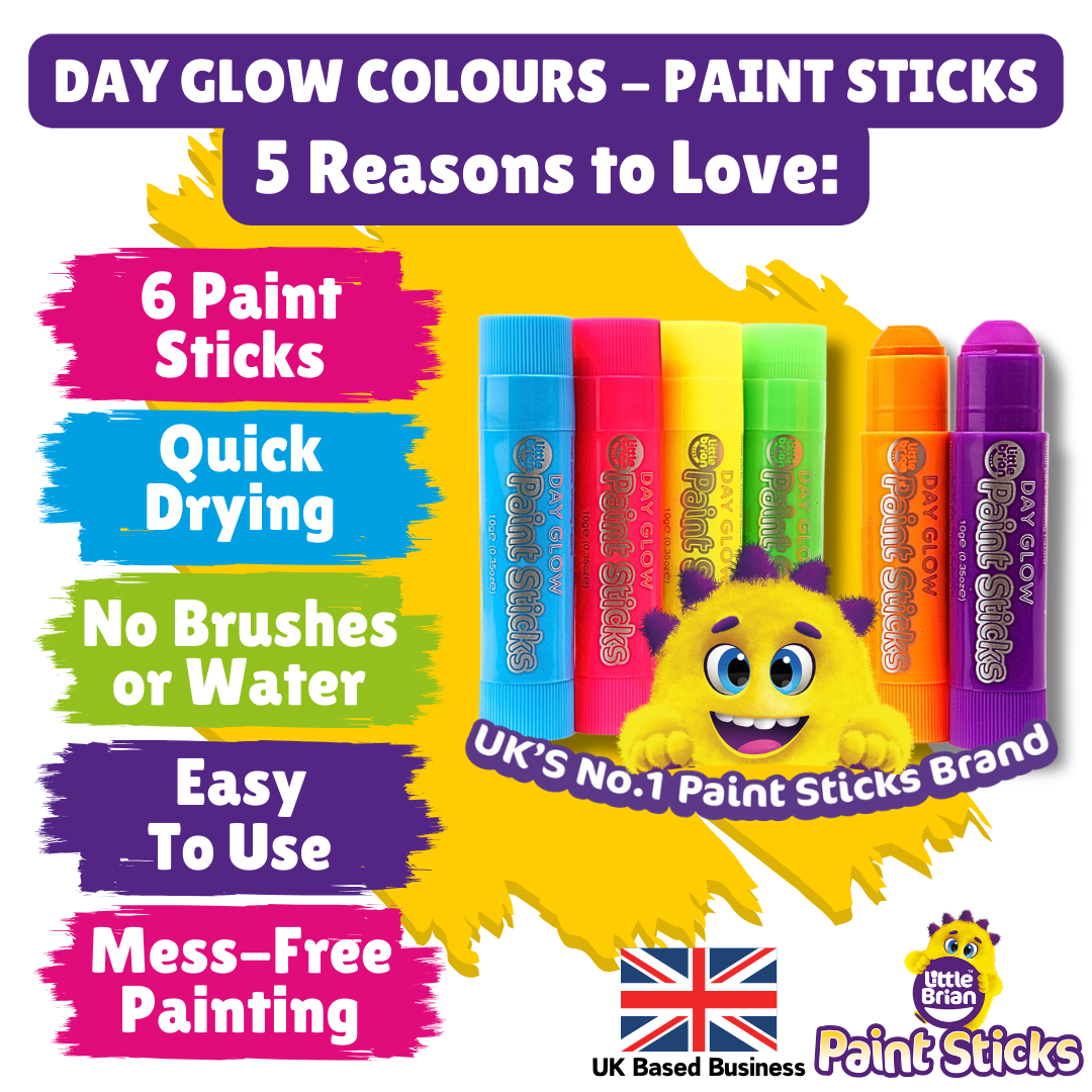 Baby Republic – wholesale Paint set – Little Brian Paint Sticks Day Glow 6 Assorted1