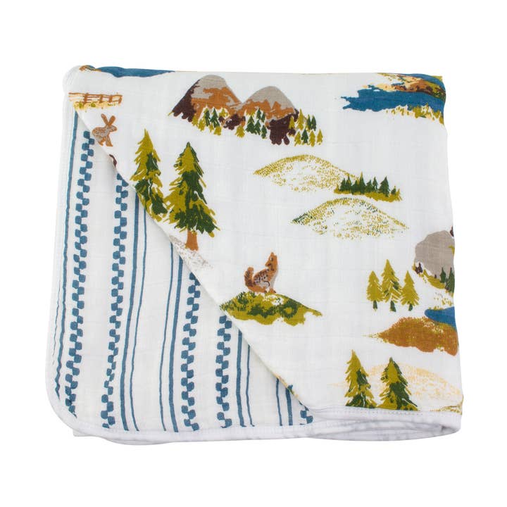 Wyoming + Western Stripe Classic Muslin Snuggle Blanket for wholesale by Bebe au Lait