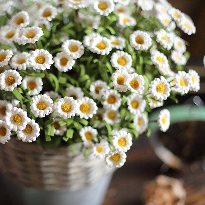 Rustic Reach - Wholesale Artificial Flowers - Artificial Flower Eco PE Small Daisy Stem Set in White 15" T0
