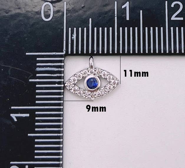 Beads Creation - Venta al por mayor Abalorios/colgantes individuales - Colgante de Amuleto de Ojo Turco con Micro Pavé de CZ Negro y CZ Zafiro11