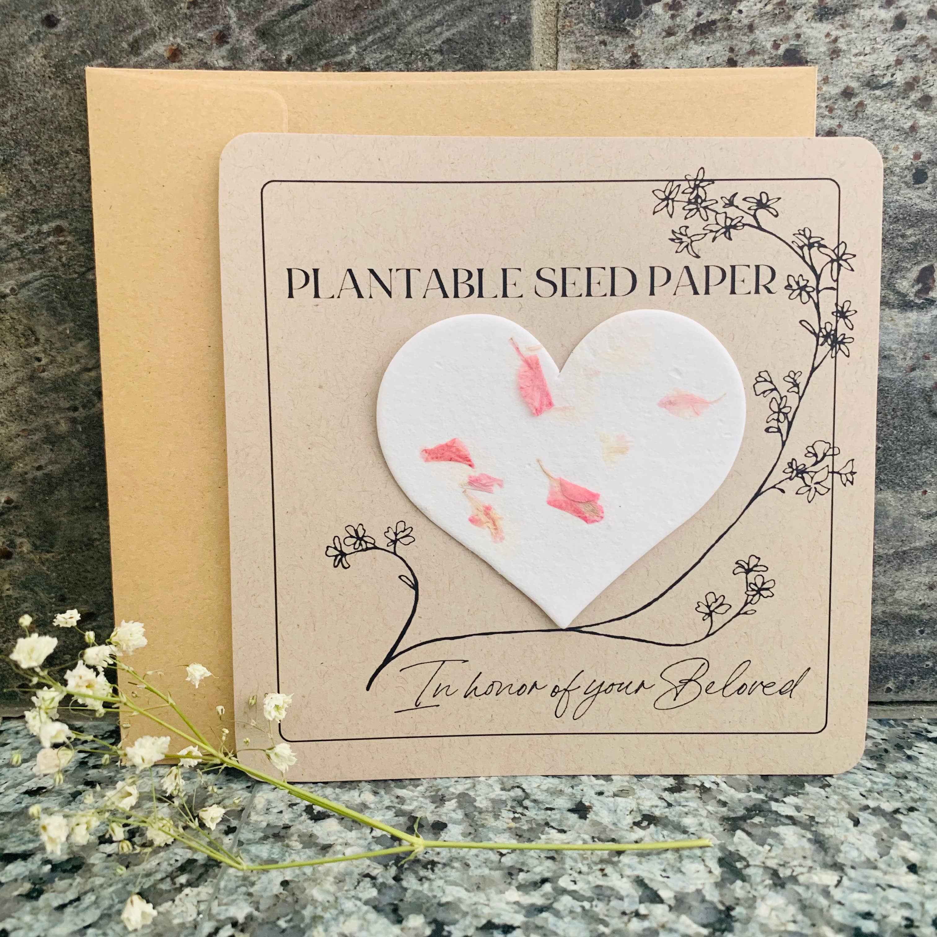 A Touch of Moxy - Vendita all'ingrosso Biglietti di condoglianze - Carta seminabile a forma di cuore (rosa) - Memoria, cordoglio, omaggio5