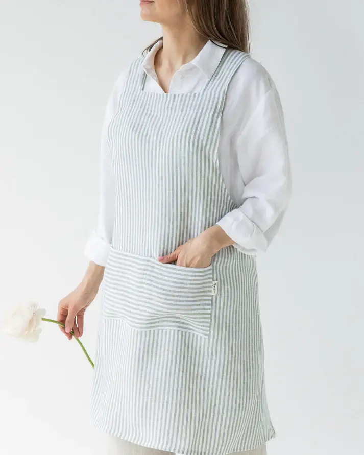 MagicLinen (We handle U.S. import procedures for you) - Wholesale Apron - Pinafore cross-back linen apron in various colors23