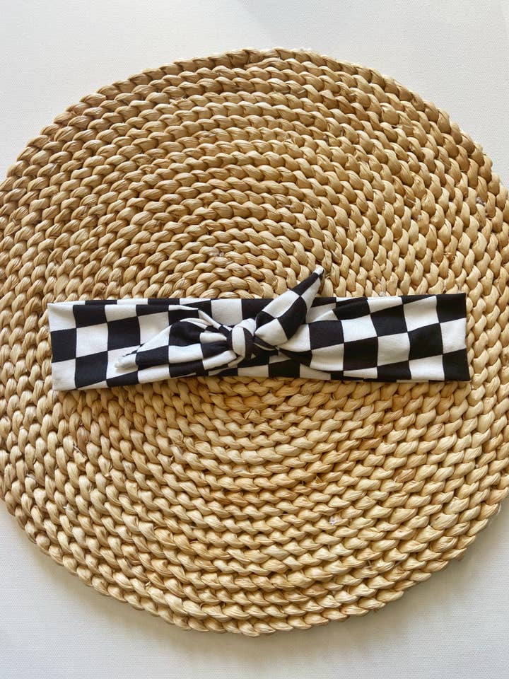 Bandeau à carreaux noir et blanc pour la vente par Twig + Roe