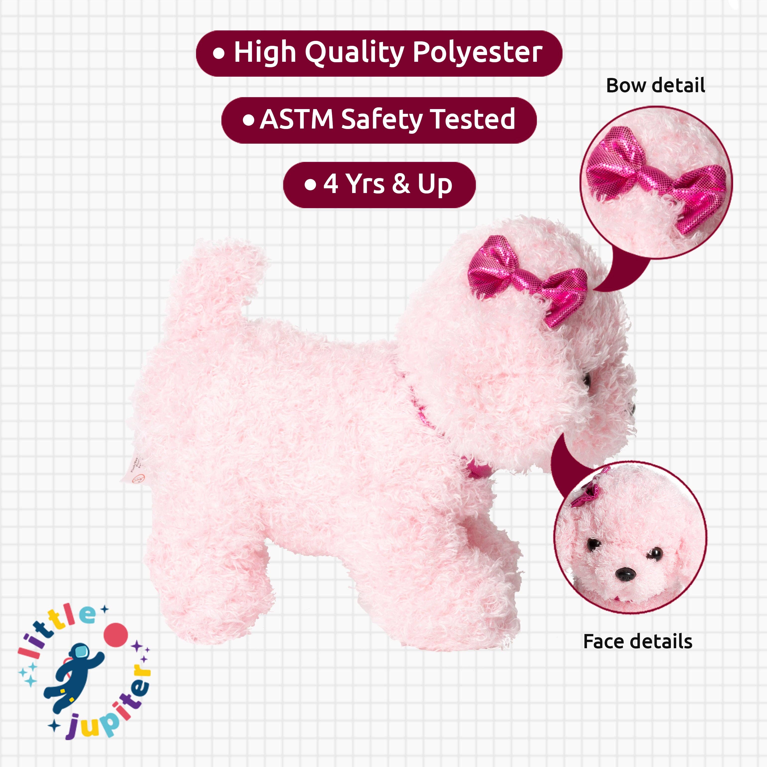 AYK Brand - Wholesale Stuffed/Plush Toy - Kids & Baby - Little Jupiter Pet Plush Set with Bag - Pink Labradoodle Dog4
