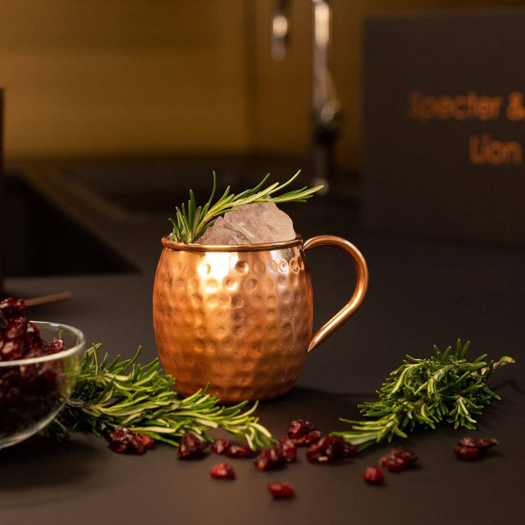 Specter & Cup - Vente Verres à cocktail/alcool - Set de 4 mugs en cuivre pour Moscow Mule Líon avec accessoires7