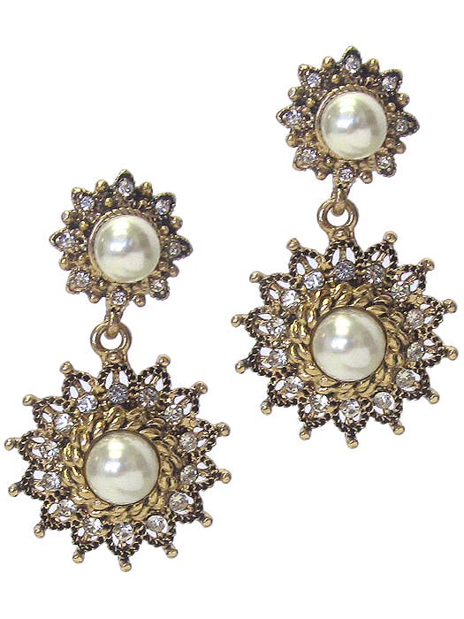 ( T404 ) CRYSTAL PEARL PARTY EARRING for wholesale by Jewelry Max