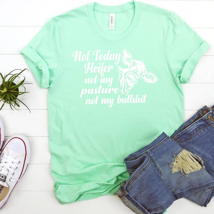 Berkley Rose Collection - Wholesale Screen Printed T-Shirt - Women's - Not Today Heifer Not My Pasture Not My Bullshit - Short Sleeve Tee Shirt