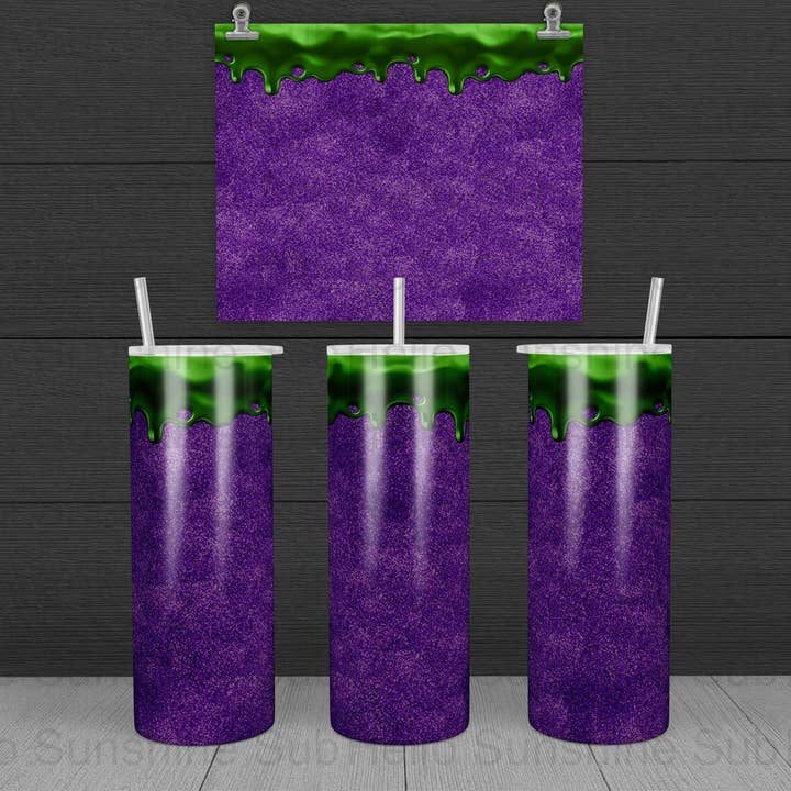 Purple Glitter Green Drip Tumbler for wholesale by Hello Sunshine Boutique