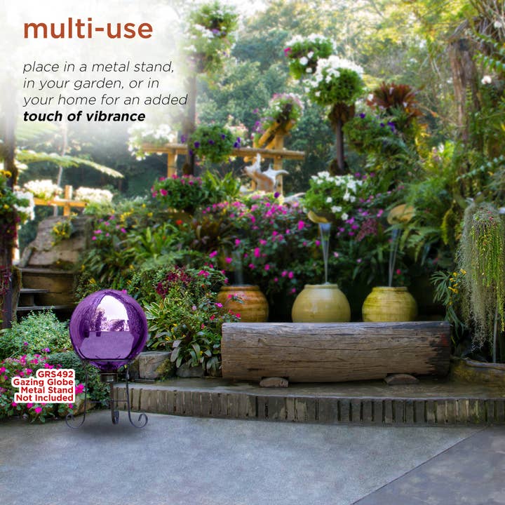 Alpine Corporation - Wholesale Outdoor Ornament/Decor - Alpine Corporation Electric Purple Glass Gazing Globe