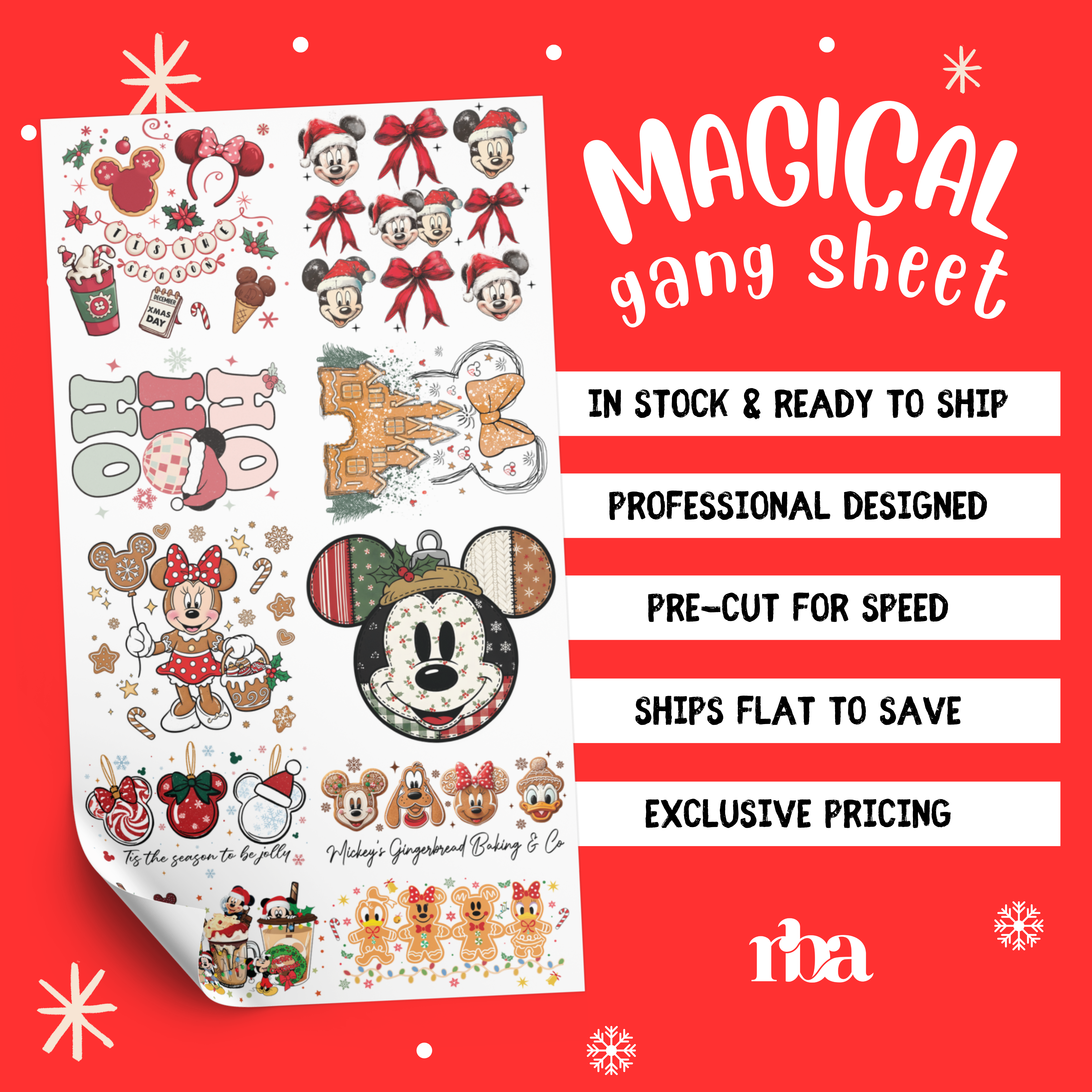 RBA Transfers - Wholesale Sublimation Transfer - Magical Christmas Pre-Designed Gang Sheet0