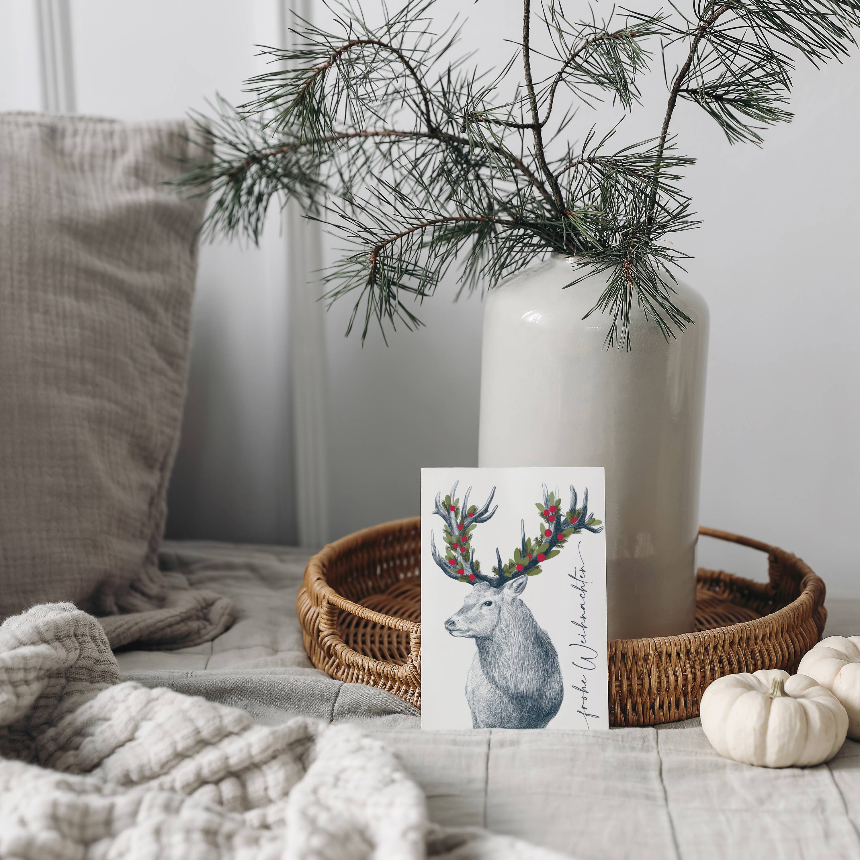 Wildblumen Atelier - Vendita all'ingrosso Biglietti di auguri di Natale - Biglietto di Natale Cervo Buon Natale, certificato FSC3