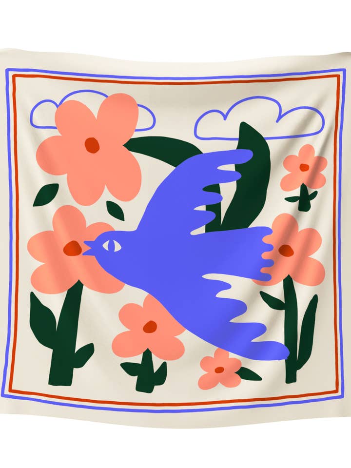 Mittlerer Schal BIRD aus Seide und Baumwolle für den Großhandel von STUDIO ARDE