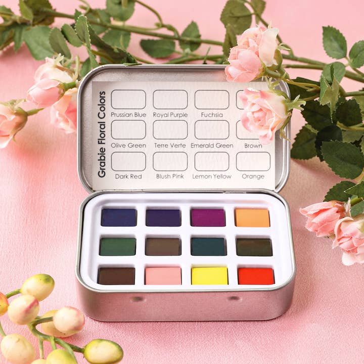 Grabie - Wholesale Watercolor Paint - Watercolor Pocket Set of 12 - Floral Colors2