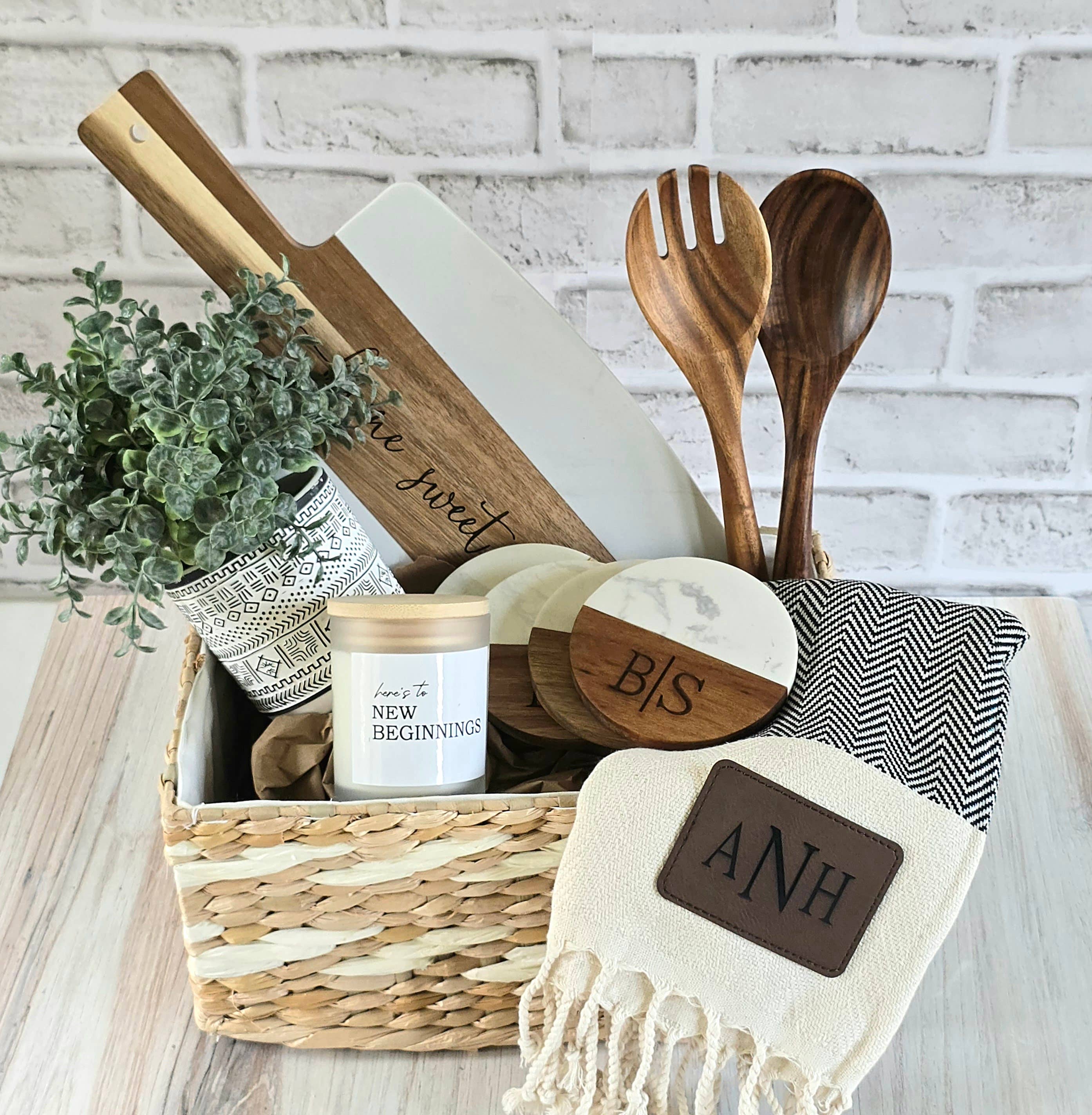 Stillwater Laser Engraving - Wholesale Basket - Custom Housewarming Basket with Spoon Set