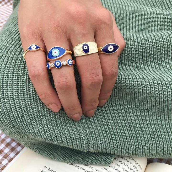 Evileyefavor - Venta al por mayor Juegos de joyas - Juego de anillos de mal de ojo, anillo ajustable de oro, mal de ojo turco3