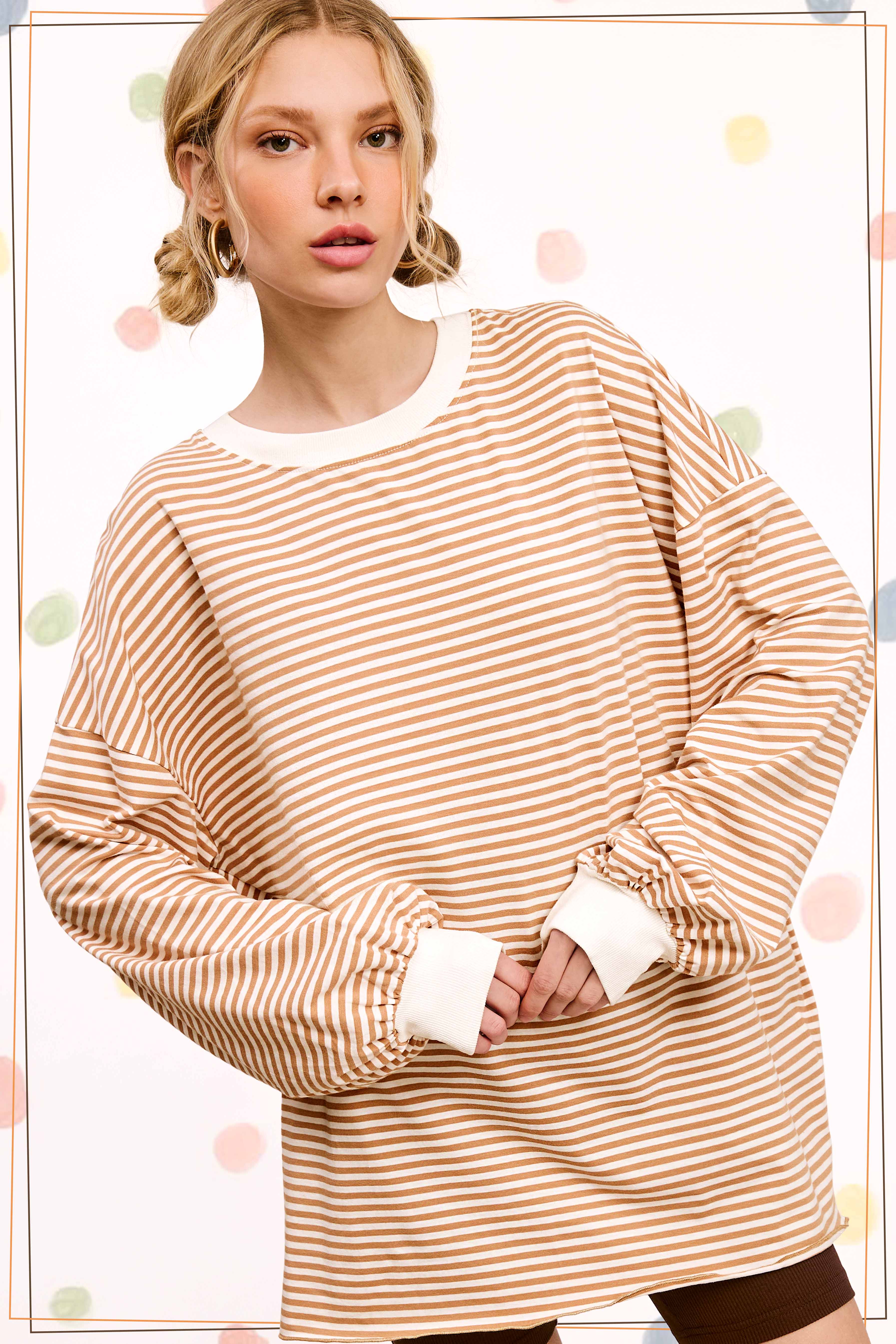 La Miel - Vente Haut en maille – femme - Pull oversize à manches longues rayé29