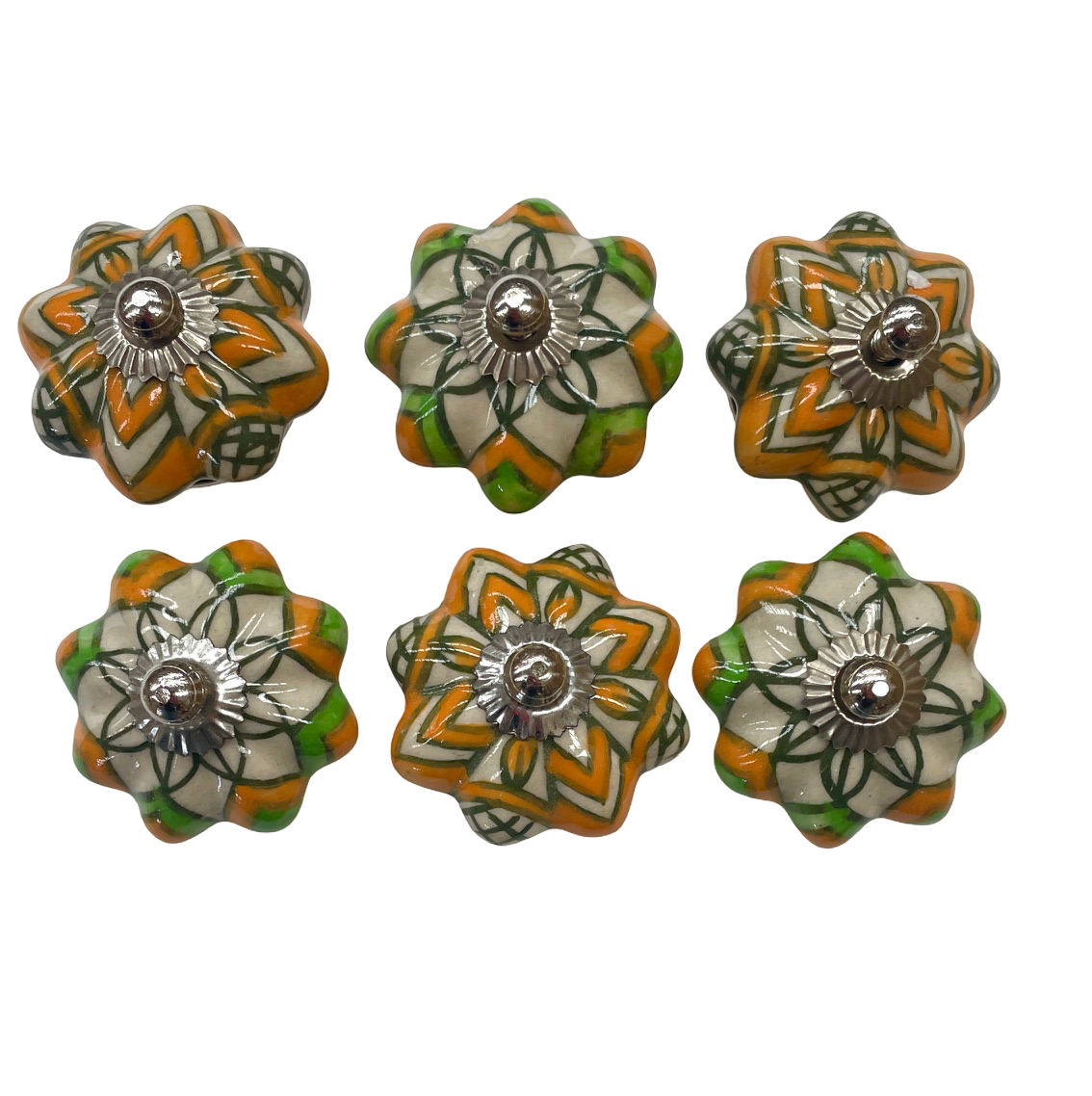 Status Collections - Vente Poignée/bouton - Lot de 6 boutons en céramique vert/jaune0