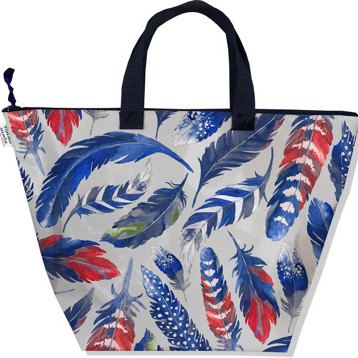 Mala de mão com fecho de penas azuis por atacado de BISTRAKOO