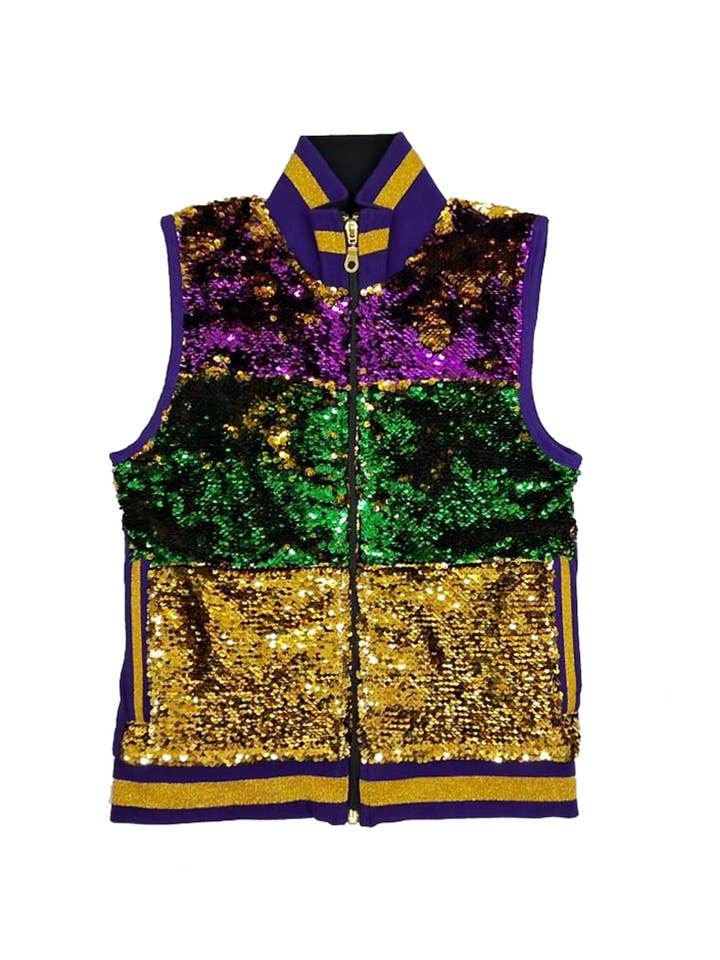 Sequin Vest PGG Stripe Youth for wholesale by Mardi Gras Creations