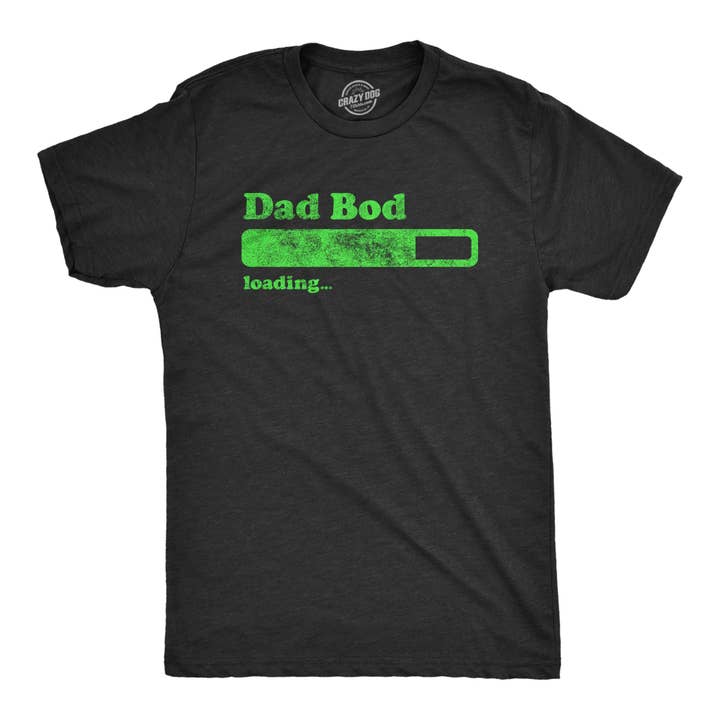 Heather Black DADBOD Dad Bod Loading Men's Tshirt Sarcastic Graphic Tee Western T for wholesale on Faire