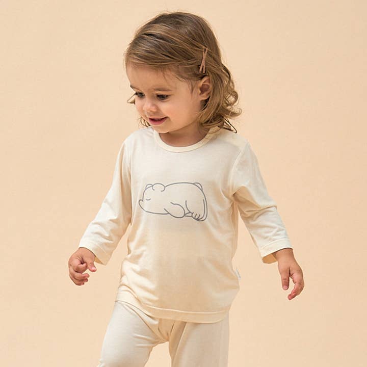 Silky Soft TENCEL™ Modal Long Sleeve Tee -Sleepy Bear for wholesale by Little Plant