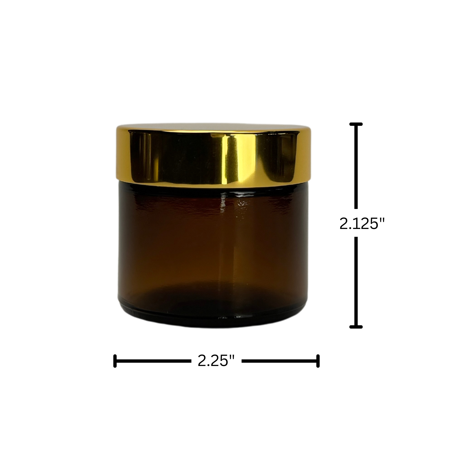 The Bottle Shoppe - Wholesale Jar - 2oz Amber Glass Jar Straight Sided with Gold Lid3