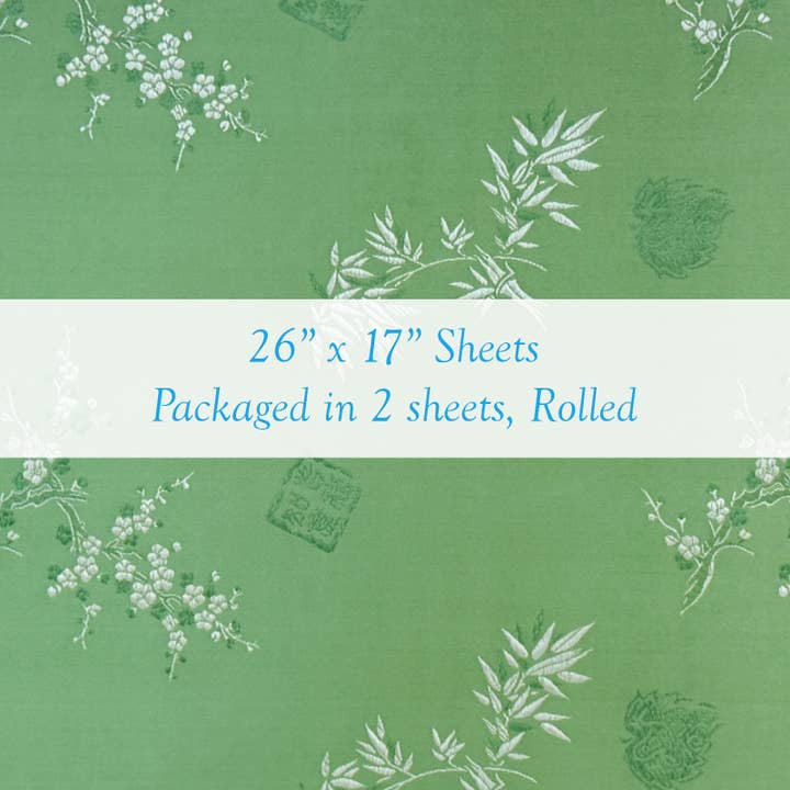 Wrapables.com - Wholesale Craft Supplies - Wrapables Bamboo Satin Brocade Decorative Paper (1 Roll, 2 Sheets), Green
