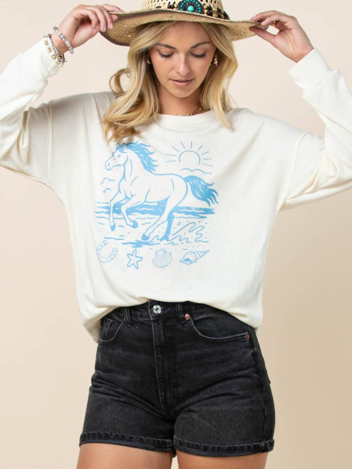 AT1171-ADINE HESTE GRAFISK SWEATER for engroshandel hos Avery