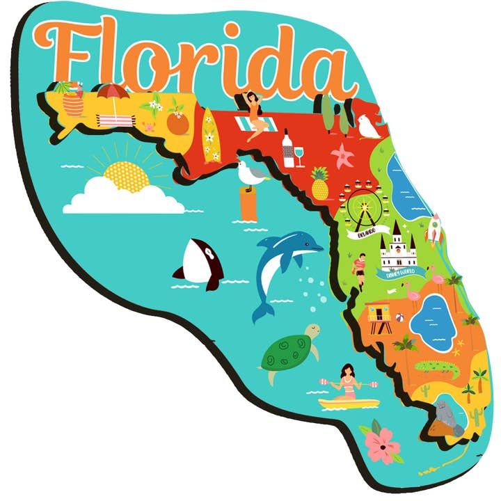 Florida Map Magnet for wholesale by Sea Creations