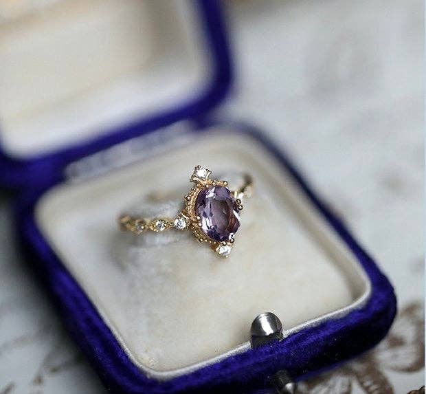 happyzzzsu - Wholesale Multi-Stone Ring - 925 Sterling Silver Gold Plated Amethyst Ring5