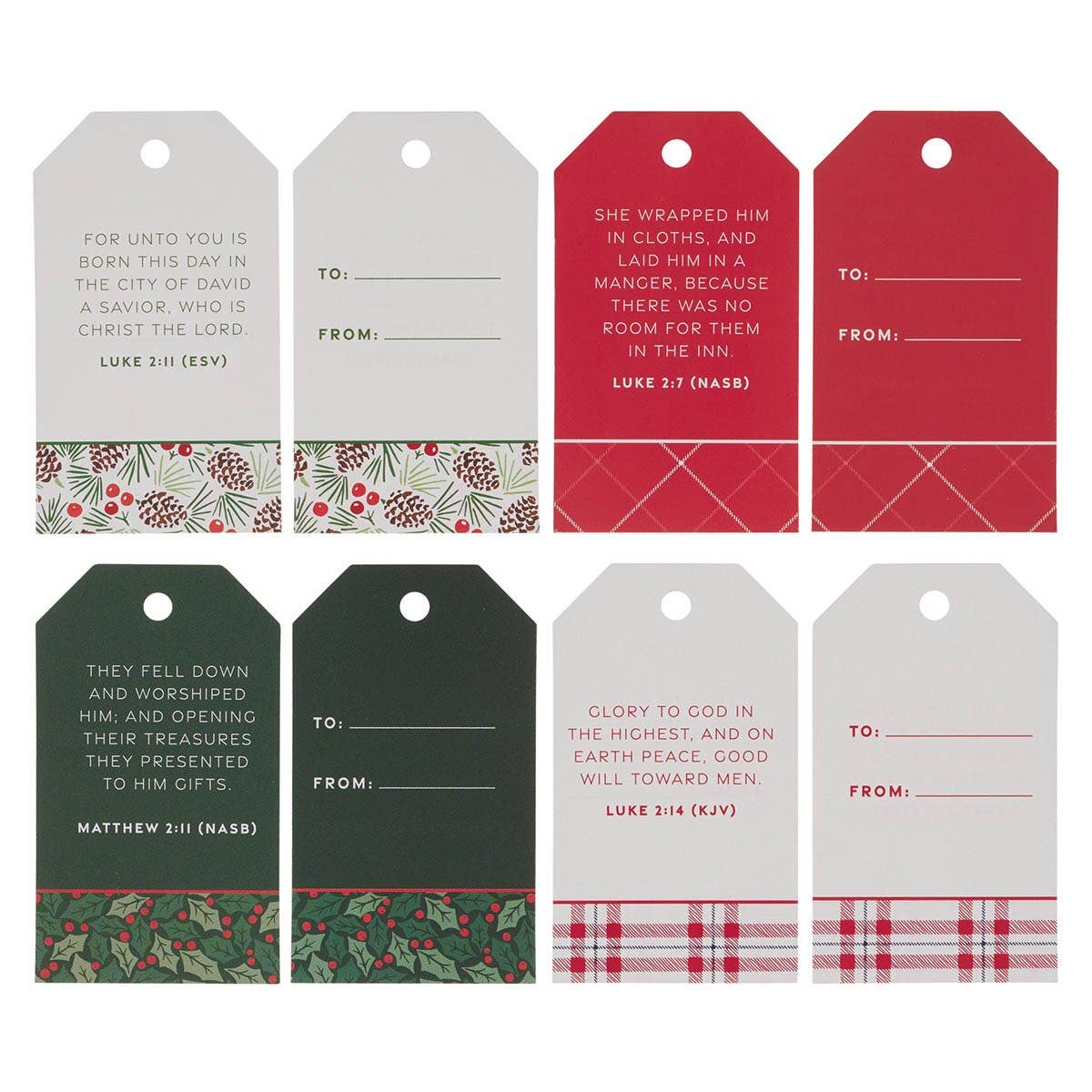 Christian Art Gifts - Wholesale Gift Tag - Gift Tags 16pc Christmas Plaid1