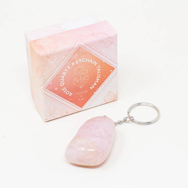 Rose quartz home harmonizer ~ talisman keychain for wholesale by Moon and Jai