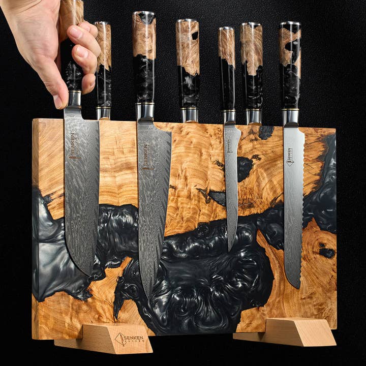 Senken Knives - Wholesale Knife Block - "Black Tsunami" Magnetic Knife Block - Holds 16 Knives